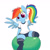 Size: 1080x1080 | Tagged: safe, artist:fajnyziomal, rainbow dash, pegasus, pony, semi-anthro, g4, adorasexy, arm hooves, cheek fluff, clothes, commission, cute, dashabetes, exercise ball, gym shorts, gym uniform, ponytail, school uniform, sexy, shirt, simple background, smiling, socks, solo, spread legs, spread wings, spreading, stockings, t-shirt, thigh highs, white background, wings, workout, your character here