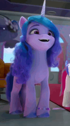 Size: 586x1044 | Tagged: safe, screencap, izzy moonbow, pony, unicorn, g5, my little pony: make your mark, my little pony: make your mark chapter 1, spoiler:my little pony: make your mark, animated, cropped, cute, dancing, female, gif, happy, invisible stallion, izzybetes, mare, smiling
