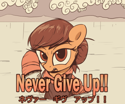 Size: 3628x3000 | Tagged: safe, artist:vultraz, pony, clothes, female, high res, japanese, looking at you, mare, meme, motivational, open mouth, parody, ponified, ponified meme, raised hoof, solo, water