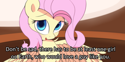 Size: 1808x904 | Tagged: safe, artist:vultraz, fluttershy, pegasus, pony, g4, blatant lies, dialogue, female, looking at you, mare, open mouth, ponerpics import, solo, speech bubble, spread wings, talking, talking to viewer, text, wings
