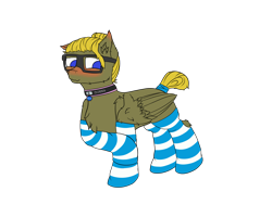 Size: 4000x3000 | Tagged: safe, artist:donnik, oc, oc only, oc:donnik, pegasus, pony, blushing, chest fluff, clothes, collar, ear fluff, simple background, socks, solo, stockings, striped socks, thigh highs, transparent background