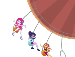 Size: 1423x1080 | Tagged: safe, artist:rarityvrymercollectiveoriginals, edit, edited screencap, screencap, pinkie pie, sci-twi, sunset shimmer, twilight sparkle, equestria girls, equestria girls series, rollercoaster of friendship, background removed, not a vector, simple background, transparent background