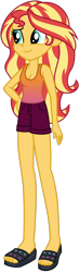 Size: 1024x3521 | Tagged: safe, artist:emeraldblast63, sunset shimmer, human, equestria girls, g4, bare shoulders, breasts, cleavage, clothes, feet, female, sandals, simple background, sleeveless, smiling, solo, tank top, toes, transparent background, vector