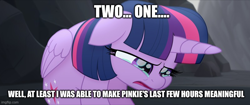 Size: 800x337 | Tagged: safe, edit, edited screencap, editor:megalobronia, screencap, twilight sparkle, alicorn, pony, g4, my little pony: the movie, caption, crying, dying for pie, female, floppy ears, folded wings, image macro, imgflip, implied death, implied pinkie pie, mare, meme, pinkie pie's death, roleplay in the comments, sad, solo, spongebob squarepants, text, twilight sparkle (alicorn), wings