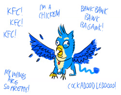 Size: 1280x996 | Tagged: safe, artist:horsesplease, gallus, bird, g4, bracelet, clucking, cock-a-doodle-doo, cockadoodledoo, derp, doodle, gallus the rooster, gallusposting, jewelry, kfc, meme, my wings are so pretty, ponified, rabydosverse, rooster, spinel, spread wings, talisman, that griffon sure does love kfc, vatnik, vozonid, wings, роисся вперде