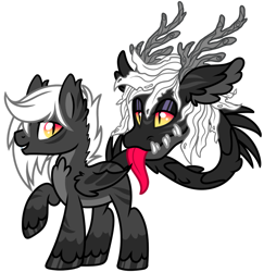 Size: 881x906 | Tagged: safe, artist:lupulrafinat, oc, oc only, cow plant pony, monster pony, original species, plant pony, pony, augmented, augmented tail, chest fluff, closed species, ear fluff, horns, male, plant, raised hoof, simple background, stallion, tail, tongue out, transparent background