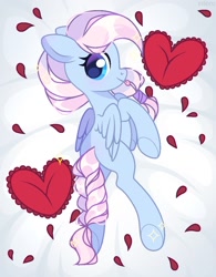 Size: 1000x1280 | Tagged: safe, artist:fenix-artist, oc, oc only, pegasus, pony, body pillow, body pillow design, commission, eyelashes, female, heart, heart pillow, mare, pegasus oc, pillow, solo, underhoof, wings, ych result
