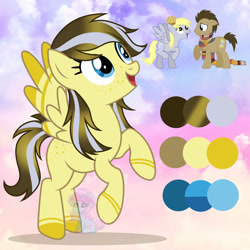 Size: 1280x1280 | Tagged: safe, artist:shiee-artopia223, derpy hooves, doctor whooves, time turner, earth pony, pegasus, pony, g4, base used, clothes, eyelashes, female, fusion, fusion:derpy hooves, male, mare, rearing, scarf, stallion
