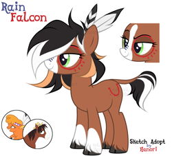 Size: 3300x3000 | Tagged: safe, artist:henori_artist, little strongheart, trouble shoes, oc, oc:rain falcon, bison, buffalo, earth pony, pony, g4, bedroom eyes, eyeliner, female, fusion, hat, high res, leonine tail, makeup, male, mare, simple background, smiling, smirk, stallion, tail, tattoo, unshorn fetlocks, white background