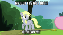 Size: 1066x600 | Tagged: safe, edit, edited screencap, editor:twi clown, screencap, derpy hooves, pinkie pie, pegasus, pony, g4, rock solid friendship, caption, female, image macro, mare, text