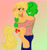 Size: 2700x2880 | Tagged: safe, artist:cutiecarbon, applejack, oc, oc:anon, earth pony, human, pony, g4, high res, holding a pony, tongue out