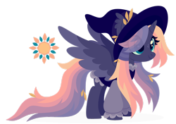Size: 1920x1348 | Tagged: safe, artist:kabuvee, oc, alicorn, pony, female, hat, mare, simple background, solo, transparent background, witch hat
