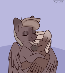 Size: 2020x2288 | Tagged: safe, artist:buy_some_apples, oc, pegasus, pony, eyes closed, female, high res, hug, mother and child, mother and daughter