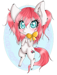 Size: 981x1280 | Tagged: safe, artist:niniibear, oc, oc only, earth pony, pony, bow, ear fluff, earth pony oc, eyelashes, female, heart eyes, mare, simple background, transparent background, wingding eyes