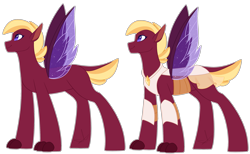 Size: 2757x1700 | Tagged: safe, artist:purplegrim40, oc, oc only, hybrid, pony, duo, magical gay spawn, male, offspring, parent:pharynx, parent:spike, simple background, stallion, transparent background, wings