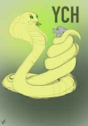 Size: 1640x2360 | Tagged: safe, artist:stirren, cobra, pony, snake, coils, commission, duo, hypnosis, swirly eyes, tail, wrapped up, your character here