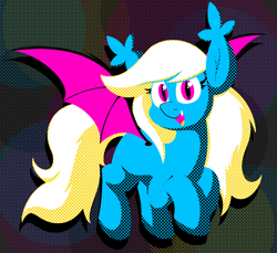 Size: 2800x2560 | Tagged: safe, artist:moonatik, oc, oc only, oc:selenite, bat pony, pony, abstract background, alternate color palette, bat pony oc, cartoon network challenge, female, high res, mare, solo, spread wings, wings