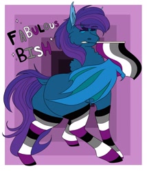 Size: 2213x2589 | Tagged: safe, artist:inisealga, oc, oc only, oc:stardust, bat pony, asexual pride flag, bat wings, butt, clothes, commission, high res, large butt, male, plot, pride, pride flag, pride month, socks, solo, stallion, wings, ych result