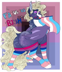 Size: 2212x2586 | Tagged: safe, artist:inisealga, oc, oc only, oc:monsoon nixie, bisexual pride flag, butt, clothes, commission, female, high res, mare, plot, pride, pride flag, pride month, socks, transgender, transgender pride flag, ych result