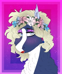 Size: 2282x2713 | Tagged: safe, artist:inisealga, oc, oc only, oc:monsoon nixie, bisexual pride flag, commission, female, flower, flower in hair, high res, mare, pride, pride flag, pride month, transgender, ych result