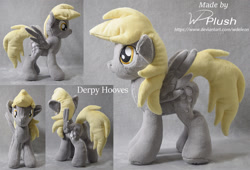 Size: 1307x888 | Tagged: safe, artist:wdeleon, derpy hooves, pegasus, pony, g4, commission, female, irl, mare, photo, photography, plushie, solo, spread wings, standing, wings