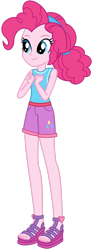 Size: 1024x2781 | Tagged: safe, artist:emeraldblast63, pinkie pie, human, equestria girls, g4, alternate hairstyle, feet, female, sandals, simple background, smiling, solo, toes, transparent background