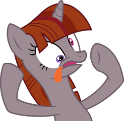 Size: 6341x6210 | Tagged: safe, artist:flynnmlp, derpibooru exclusive, edit, vector edit, oc, oc only, oc:funny jo, pony, unicorn, a canterlot wedding, g4, .svg available, derp, female, heterochromia, horn, mare, open mouth, recolor, shrunken pupils, simple background, solo, svg, tongue out, transparent background, unicorn oc, vector