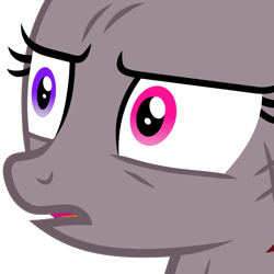Size: 512x512 | Tagged: safe, artist:flynnmlp, derpibooru exclusive, edit, vector edit, oc, oc only, oc:funny jo, pony, .svg available, emote, female, heterochromia, lidded eyes, mare, open mouth, recolor, scratches, simple background, solo, transparent background, vector