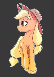 Size: 1397x1998 | Tagged: safe, artist:ikarooz, applejack, earth pony, pony, g4, black background, chest fluff, ear fluff, female, mare, profile, simple background, solo, unshorn fetlocks