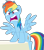 Size: 1920x2171 | Tagged: safe, artist:famousmari5, rainbow dash, pegasus, pony, every little thing she does, season 6, angry, female, frown, high res, mare, messy mane, obtrusive watermark, signature, simple background, solo, spread wings, table, transparent background, vector, watermark, wings, yelling