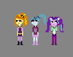 Size: 366x286 | Tagged: safe, artist:tjpones, adagio dazzle, aria blaze, sonata dusk, human, equestria girls, g4, female, gray background, pixel art, simple background, the dazzlings, trio