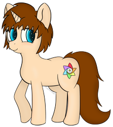 Size: 1953x2188 | Tagged: safe, artist:underwoodart, oc, oc only, oc:keira starlight, pony, unicorn, blue eyes, blushing, brown mane, female, horn, mare, peach coat, raised hoof, simple background, smiling, solo, starry eyes, transparent background, unicorn oc, wingding eyes