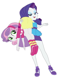 Size: 2810x3846 | Tagged: safe, artist:gmaplay, rarity, sweetie belle, human, equestria girls, g4, ass, butt, carrying, duo, duo female, female, high res, over the shoulder, rarity peplum dress, siblings, simple background, sisters, sweetie butt, the ass was fat, transparent background