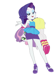 Size: 2810x3846 | Tagged: safe, artist:gmaplay, rarity, sweetie belle, human, equestria girls, g4, ass, butt, carrying, duo, duo female, female, high res, over the shoulder, rarity peplum dress, siblings, simple background, sisters, sweetie butt, the ass was fat, transparent background