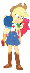 Size: 2012x4943 | Tagged: safe, artist:gmaplay, apple bloom, applejack, human, equestria girls, g4, ass, bloom butt, butt, carrying, duo, duo female, female, over the shoulder, simple background, the ass was fat, transparent background