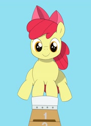 Size: 2476x3448 | Tagged: safe, artist:toryu137, apple bloom, earth pony, pony, g4, female, filly, foal, high res, simple background, smiling, solo, vaulting box