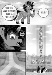 Size: 790x1131 | Tagged: safe, artist:vavacung, king sombra, pony, unicorn, comic:crossover story, comic:crossover story 3, them's fightin' herds, community related, crossover, falling, male, stallion, teleportation