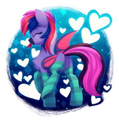 Size: 880x908 | Tagged: artist needed, source needed, safe, oc, oc only, oc:skarlet burn, bat pony, pony, butt, clothes, featureless crotch, heart, plot, simple background, socks, solo, stockings, striped socks, thigh highs, white background