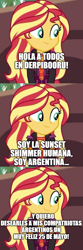 Size: 500x1505 | Tagged: safe, edit, edited screencap, screencap, sunset shimmer, human, equestria girls, g4, my little pony equestria girls: better together, argentina, comic, human sunset, screencap comic, spanish, talking to viewer
