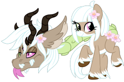 Size: 1280x845 | Tagged: safe, artist:lupulrafinat, oc, oc only, cow plant pony, monster pony, original species, plant pony, pony, augmented, augmented tail, closed species, eyelashes, flower, flower in hair, forked tongue, plant, raised hoof, simple background, tail, transparent background, unshorn fetlocks
