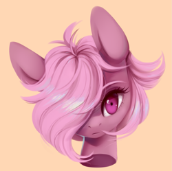 Size: 1091x1087 | Tagged: safe, artist:dammmnation, oc, oc only, earth pony, pony, bust, earth pony oc, eyelashes, female, hair over one eye, mare, simple background, solo, yellow background
