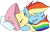Size: 1217x770 | Tagged: safe, artist:dacaoo, fluttershy, rainbow dash, pegasus, pony, g4, cuddling, duo, duo female, eyes closed, female, hoof hold, lesbian, mare, pillow, ship:flutterdash, shipping, simple background, sleeping, sleeping together, smiling, transparent background