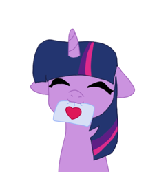 Size: 451x463 | Tagged: safe, artist:mindlessbrony, twilight sparkle, pony, unicorn, g4, cute, floppy ears, heart, love, mouth hold, shy, simple background, solo, twiabetes, unicorn twilight, white background