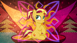 Size: 3840x2160 | Tagged: safe, artist:anime-equestria, artist:laszlvfx, edit, sunset shimmer, pony, g4, alternate hairstyle, high res, solo, wallpaper, wallpaper edit
