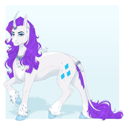 Size: 3000x3000 | Tagged: safe, artist:redfoxii, rarity, pony, g4, curved horn, high res, horn, solo