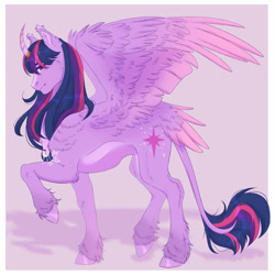 Size: 1600x1600 | Tagged: safe, artist:redfoxii, twilight sparkle, alicorn, pony, g4, curved horn, horn, solo, tail, tail feathers, twilight sparkle (alicorn)