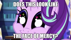 Size: 890x500 | Tagged: safe, edit, edited screencap, screencap, starlight glimmer, human, equestria girls, equestria girls specials, g4, my little pony equestria girls: mirror magic, caption, close-up, cute, face of mercy, glimmerbetes, image macro, imgflip, meme, sparkly eyes, text, wingding eyes
