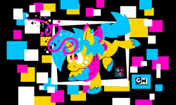 Size: 4822x2893 | Tagged: safe, artist:maxytoon, oc, pony, unicorn, black, blue, cartoon network, challenge, color, colored, flat colors, magic, palette, pink, white, yellow