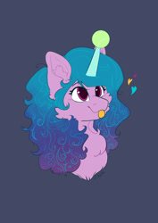 Size: 1280x1811 | Tagged: safe, artist:delfinaluther, izzy moonbow, pony, unicorn, g5, ball, black background, chest fluff, dark background, digital art, ear fluff, heart, izzy's tennis ball, simple background, smiling, solo, tennis ball, tongue out