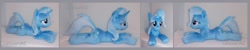 Size: 1506x304 | Tagged: safe, artist:calusariac, trixie, pony, unicorn, g4, commission, female, irl, lying down, photo, plushie, solo